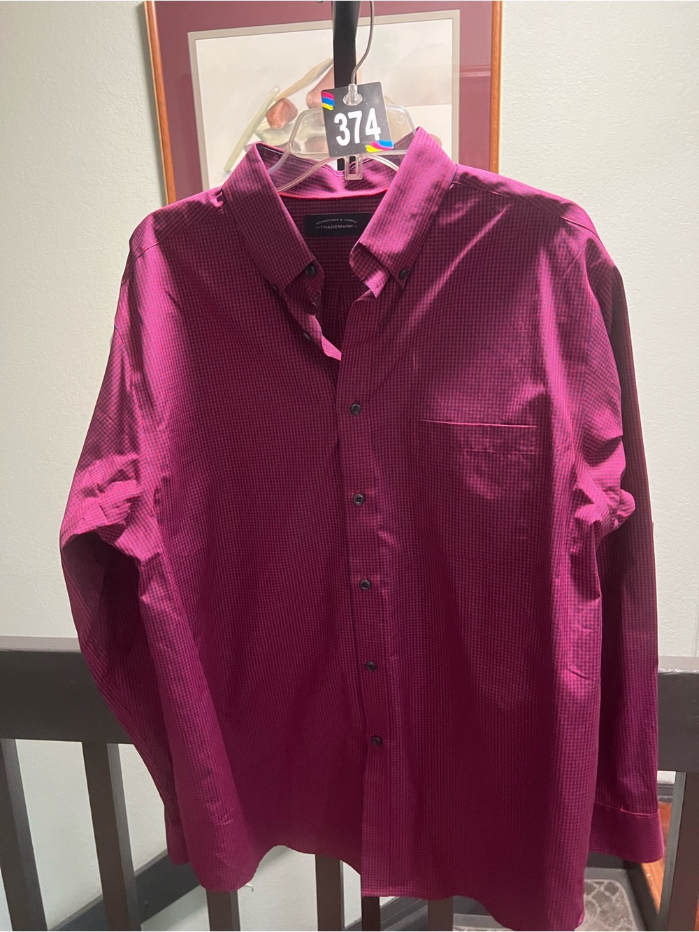 NWOT Roundtree & Yorke Men's Button-Down Shirt in Magenta #374